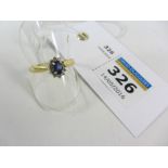 Sapphire and diamond cluster gold ring hallmarked 18ct Condition Report <a