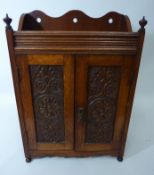 Edwardian oak smokers cabinet with contents including tobacco jar H46cm Condition Report