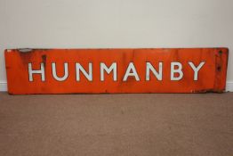 Railwayana - large original vintage 'Hunmanby' sign W254cm Condition Report <a