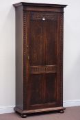 Early 20th century oak hall wardrobe enclosed by single door, W88cm, H191cm,