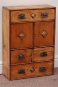 Pine two door cupboard fitted with two long and two short drawers, W46cm, H65cm,