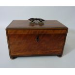 Georgian inlaid satinwood two division tea caddy W24cm Condition Report <a