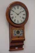 19th century American inlaid walnut 'Superior' drop dial wall clock, 8-day movement,