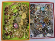 Costume brooches, necklaces etc in two boxes Condition Report <a href='//www.