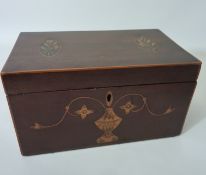 Sheraton period mahogany work box with inlaid decoration W24.