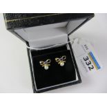 Pair of iolite and pearl gold-plated bow ear-rings Condition Report <a