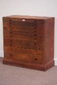 Mahogany haberdashery, jewellery, shops/collectors chest fitted with ten graduating drawers, W64cm,