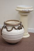 Italian jardinere on stand H83cm and a large classical style urn planter (2) Condition