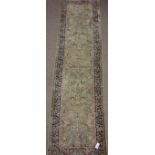 Persian Madras fern green ground rug runner,