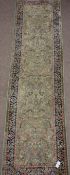 Persian Madras fern green ground rug runner,