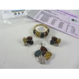 Coloured diamond suite of jewellery all hallmarked 9ct Condition Report <a