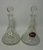 Pair cut crystal ships decanters H31cm Condition Report <a href='//www.