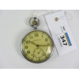 Jaeger Le Coultre War Department issue open face pocket watch, illuminated hands,