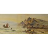 Cove scene with Fishermen, watwercolour signed and dated by L Lewis (18)'89,