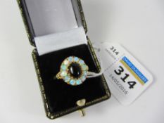 Opal and black onyx gold-plated ring Condition Report <a href='//www.