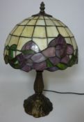 Tiffany style lamp with floral design shade H46cm (This item is PAT tested - 5 day warranty from