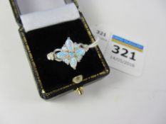 Opal flower set ring stamped 925 Condition Report <a href='//www.davidduggleby.