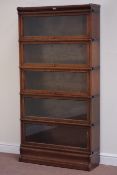 Early 20th century probably Globe Wernicke oak five sectional stacking library bookcase,