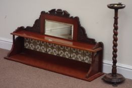 Edwardian mahogany six tile and mirrored back section from a washstand and barley twist ashtray