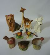 Beswick giraffes, Sylvac Yorkshire and Sealyham terriers,