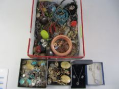 Victorian mourning brooch set with with turquoise and assorted later costume jewellery in one box