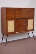 Vintage retro double fall front sideboard enclosing cocktail cabinet and writing bureau,