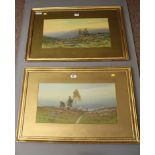 'Clent Hills', pair of gouache paintings signed and dated H Tomlinson 1908,