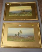 'Clent Hills', pair of gouache paintings signed and dated H Tomlinson 1908,