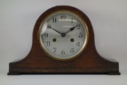Enfield 20th century oak cased hat top clock, H22cm,
