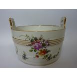 Late 19th/early 20th century porcelain basket with floral decoration,
