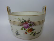 Late 19th/early 20th century porcelain basket with floral decoration,