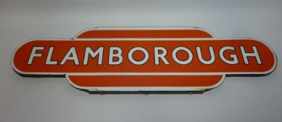 Railwayana - original vintage enamel 'Flamborough' totem sign L91.