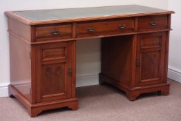 Edwardian aesthetic movement satin walnut twin pedestal writing desk,