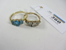 Two gemstone set rings hallmarked 9ct size U/V Condition Report <a href='//www.