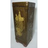 Japanese style glazed terracotta stick stand with hand painted decoration H53.