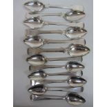 Set of six Maltese silver fiddle pattern teaspoons stamped 917 and six Georgian silver teaspoons 7.