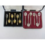 Set of six silver-gilt coffee spoons by Mappin & Webb Sheffield 1957 and set of six silver coffee