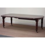 Late Victorian mahogany telescopic extending dining table with rounded ends and two leaves (120cm x
