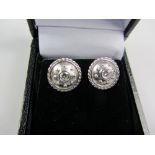 Pair of diamond set shield ear-rings stamped 750 Condition Report <a