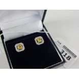 Pair of citrine set silver ear-rings stamped 925 Condition Report <a