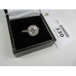 Brilliant cut diamond cluster ring with diamond sides and shoulders, centre diamond approx 1.