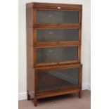 Early 20th century oak Globe Wernicke four section stacking library bookcase,