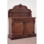 Victorian mahogany chiffonier fitted with double cupboard and single drawers,