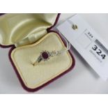 Ruby and diamond cluster ring hallmarked 9ct Condition Report <a href='//www.