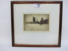 Ypres etching by Harold Mulready Stone signed in pencil titled and dated verso 10cm x 15cm