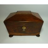 19th century rosewood sarcophagus shape tea caddy W22cm Condition Report <a