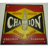 Reproduction cast iron 'Champion Spark Plugs' sign H25cm Condition Report <a