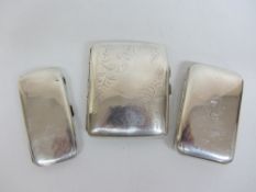 Three early 20th century silver cigarette cases approx 6.