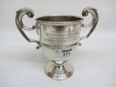 Edwardian silver trophy cup by Robert Pringle & Sons London 1937 approx 8.