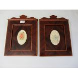 Two Edwardian flame mahogany frames with inset floral panels Condition Report
